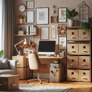 Trendy Home Office Design Ideas with file cabinets & storage boxes-3